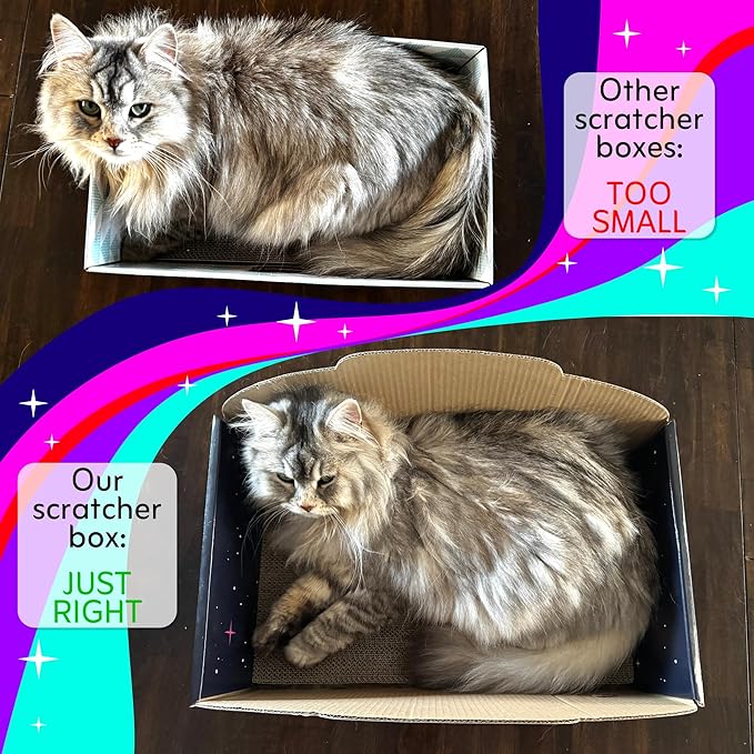 UFO Cat Scratcher Box, Extra Large 20" Cardboard Scratcher for Big Indoor Cats with Reversible Pad