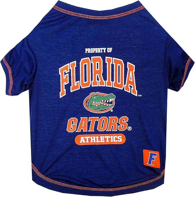 Pets First Collegiate Florida Gators Dog T-Shirt, Large. - Licensed Shirt for Pets Team Colored with Team Logos.- Premium Stretchable Materials for The Comfrot of Your Dog & Cat.