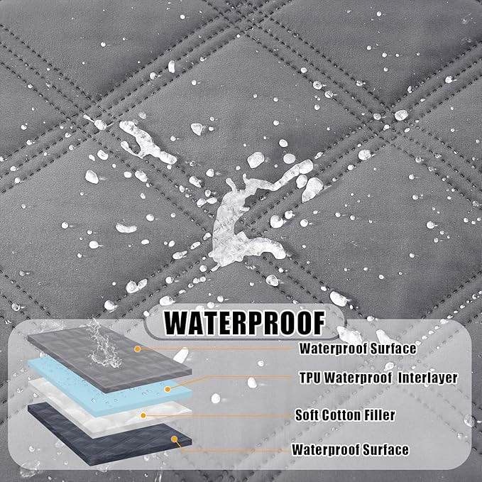 Smiry Waterproof Dog Bed Cover Blanket 52x82, Soft Reversible Pet Blanket, Washable Leakproof Cats Dogs Couch Cover for Sofa, Couch, Furniture, Grey/Dark Grey