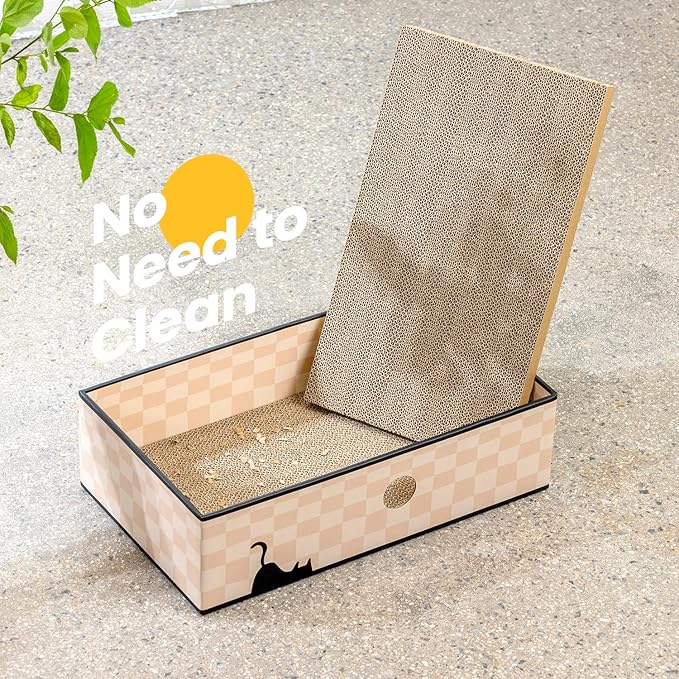 Conlun Cat Scratcher Box with Heavy-Duty Double-Sided Cardboard Pad, Cardboard Lounger, Interactive Hole Design, Cat Bed for Indoor Cats, Checkered,Large - 5 Pack