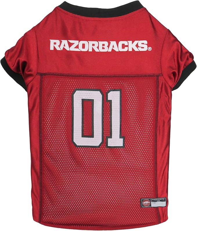 Pets First NCAA College Arkansas Razorbacks Mesh Jersey for DOGS & CATS, X-Small.Licensed Dog Jersey with your Favorite Football/Basketball College Team