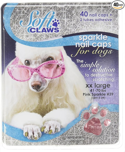 Soft Claws Nail Caps for Dogs with Non-Slip Design Made in USA - 40 Dog Nail Covers for Long-Lasting Protection of Floors and Furniture - Pink, XX-Large
