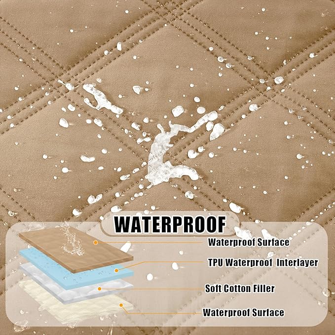 Smiry Waterproof Dog Bed Cover Blanket 30x82, Soft Reversible Pet Blanket, Washable Leakproof Cats Dogs Couch Cover for Sofa, Couch, Furniture, Lattice, Camel/Beige