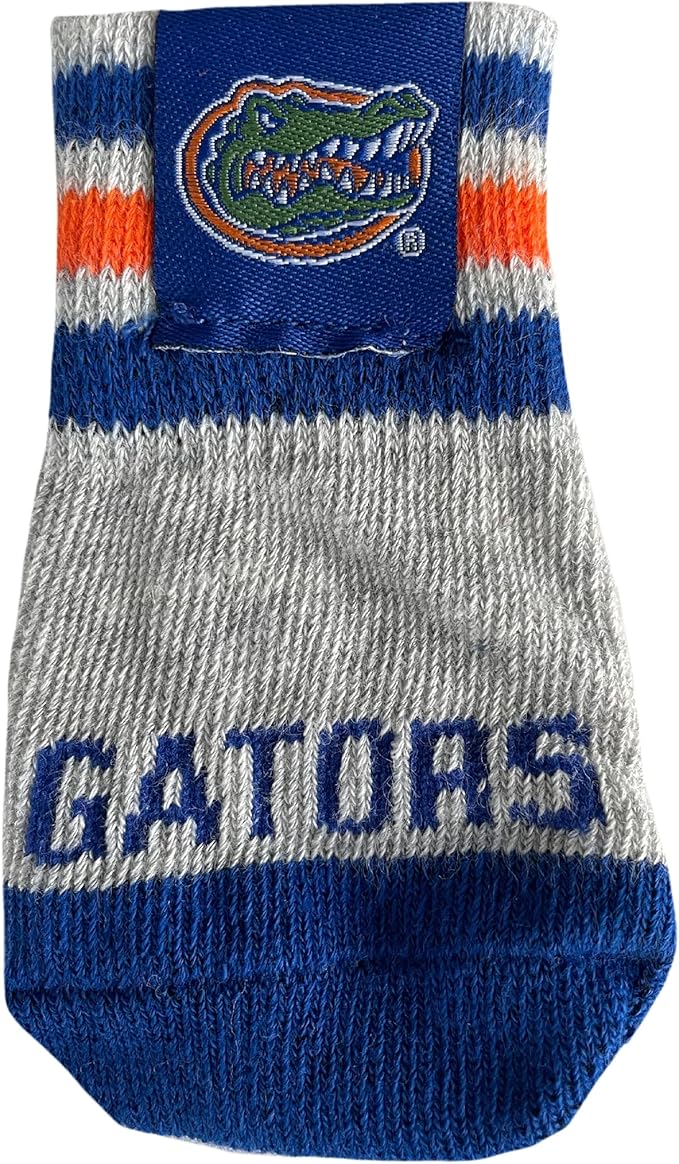 NCAA Florida Gators Anti Slip Dog Socks with Elastic Ribbed Top, Size Medium/Large. Indoor/Outdoor Socks, Best Dog Paw Protector, 2 Pairs of Pet Socks with Your Favorite Collegiate Sports Team