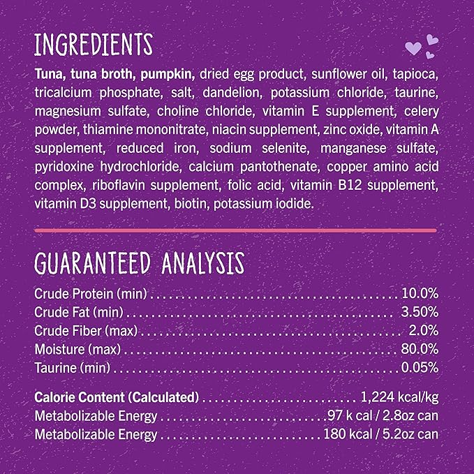 Stella & Chewy's Carnivore Cravings Purrfect Paté - Premium Grain-Free Wet Cat Food - Tuna & Pumpkin Recipe - High Protein with Bone Broth - Perfect for Picky Eaters - 5.2oz Cans (24 Pack)