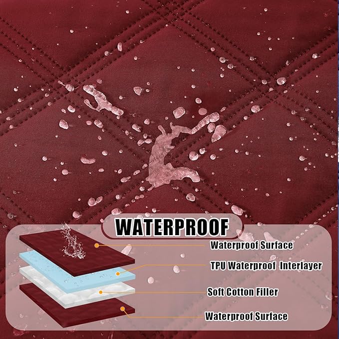 Smiry Waterproof Dog Bed Cover Blanket 40x70, Soft Reversible Pet Blanket, Washable Leakproof Cats Dogs Couch Cover for Sofa, Couch, Furniture, Wine Red/Wine Red
