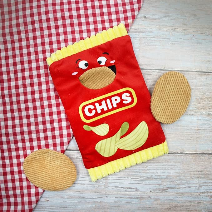 Jumpaws 4 Pack Burrow Catnip Cat Toys Potato Chips Set, Accessories for Indoor Cat, Catnip Plush Toy Set, Burrow Cat Toy