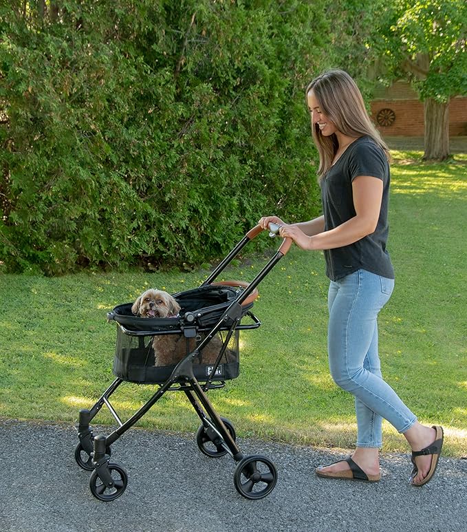 Pet Gear 3-in-1 Travel System, View 360 Stroller Converts to Carrier and Booster Seat with Easy Click N Go Technology, for Small Dogs & Cats, 4 Colors, Jet Black- 4 Wheel