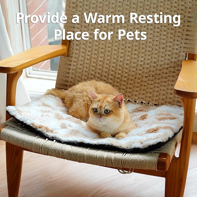 Self Warming Cat Bed, 24" x 18" Ultra Soft Cat Dog Pet Heating Pad for Indoor Outdoor, Non-Slip Heated Dog Mat Thermal Blanket
