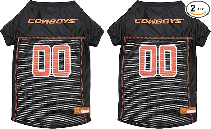 NCAA College Oklahoma State Cowboys Mesh Jersey for Dogs & Cats, Large. Licensed Big Dog Jersey with Your Favorite Football/Basketball College Team (Pack of 2)