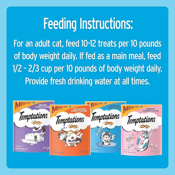 Temptations Cat Treats Classic Crunchy and Soft Cat Treats Variety Pack,6.3 oz. Pouches,(Pack of 12)