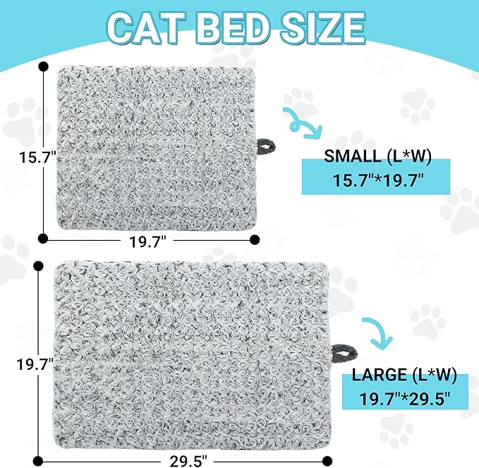 Self Warming Cat Bed for Indoor Cats & Small Dogs, Cozy Thick Mat, Self Heating Pad for Cold Weather, Washable Fluffy Calming Cushion for Sleeping, Relaxing, Playing