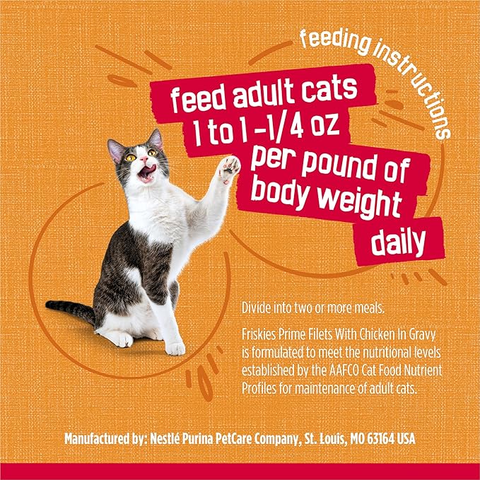 Friskies Purina Prime Filets with Chicken in Wet Cat Food Gravy - 5.5 oz. Cans (Pack of 48)