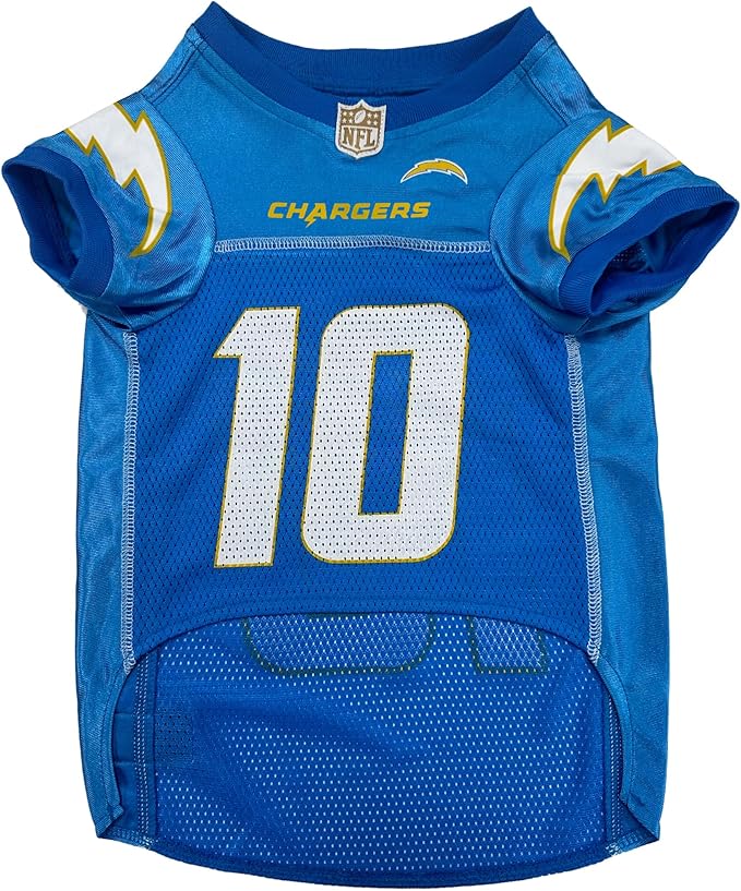 NFLPA Justin Herbert PET Jersey, NFL Dog Shirt, Size X-Small, Los Angeles Chargers Mesh Jersey for Dogs