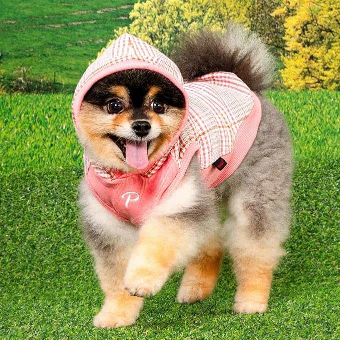 Puppia Daylan Dog Shirt Hooded Trendy Fashionable Cute Dog Apparel for Small and Medium Dogs, Pink, X-Large
