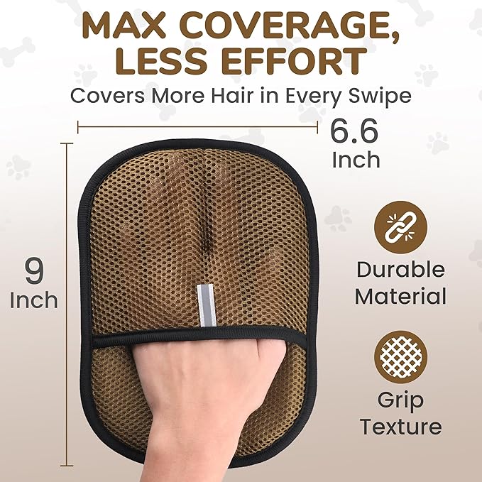 KEYVOZ Pet Hair Removal Glove for Cats and Dogs, Electrostatic Magic Brush Pet Hair Remover for Dog Couch, Available in Blue, Purple, Pink, Brown- Perfect for Pet Owners (Brown)