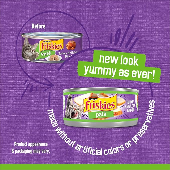 Purina Friskies Wet Cat Food Pate Turkey and Giblets Dinner - (Pack of 24) 5.5 oz. Cans