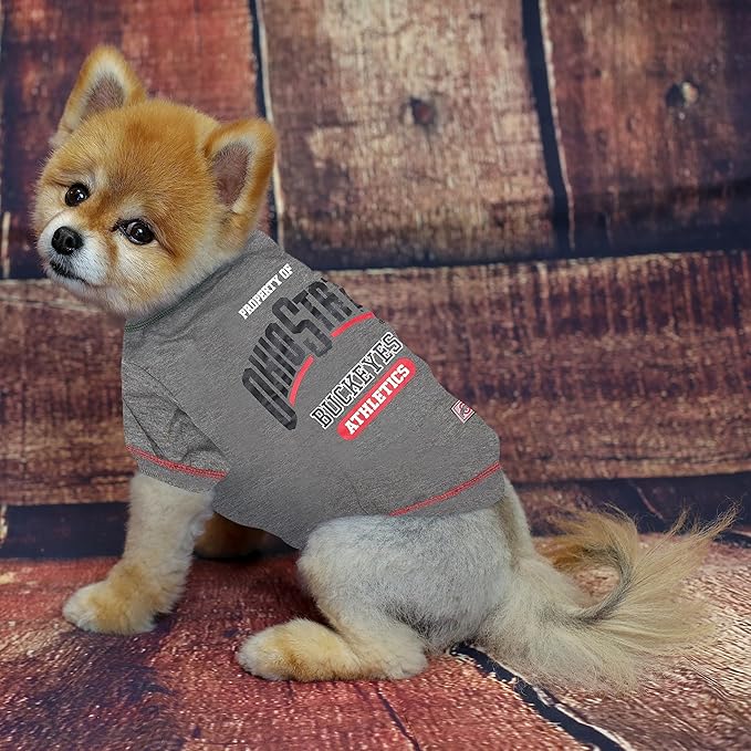 Pets First Collegiate OHIO STATE BUCKEYES Dog T-Shirt, X-Small. - Licensed Shirt for Pets Team Colored with Team Logos.- Premium Stretchable Materials for the Comfrot of your Dog & Cat.