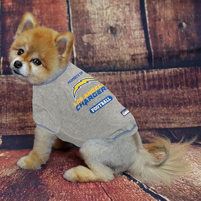 NFL Los Angeles Chargers Dog T-shirt X-Small. - Licensed Shirt for Pets Team Colored with Team Logos- Premium Stretchable Materials for the comfort of your Dog & Cat