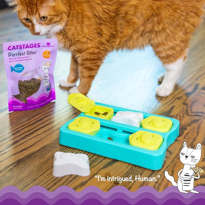 Catstages by Nina Ottosson Purrfect Bitez Natural Crunchy Cat Treats for Puzzles, Toys, Feeders, & Training, USA-Made, Real Whitefish Flavor, 4oz (Pack of 2)