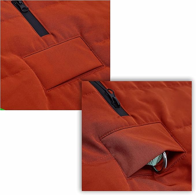 Blueberry Pet Cozy Dog Coat – Rusty Orange Waterproof Quilted Winter Jacket, Warm Puffer for Small Dogs, Size 10, Easy-Wear Outdoor Dog Clothes
