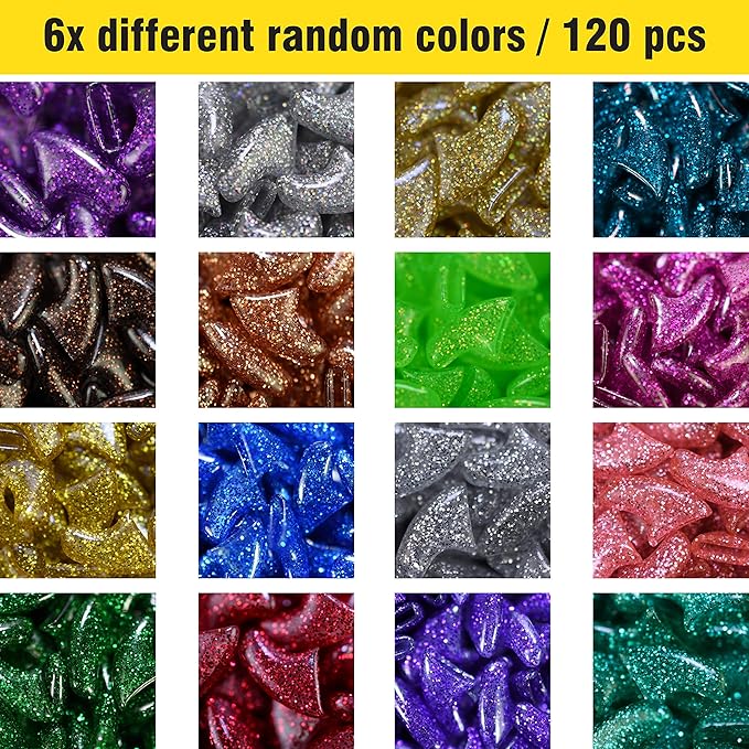 zetpo Glitter Cat Nail Caps | Cat Claw Covers | with Adhesives and Applicators (6X Glitter | 120 pcs, S)