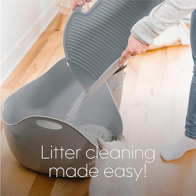 Litter Genie Litter Box Mat | Ribbed Foam Cat Litter Trapping Mat | Easy Clean Up | Grey