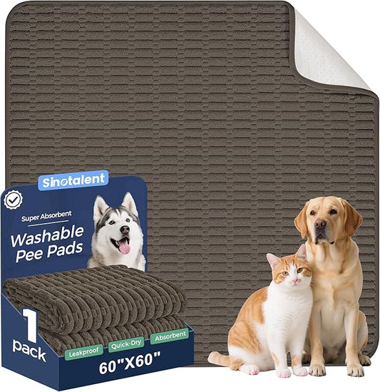 Washable Pee Pads for Dogs, Reusable Puppy Pads Dog Pads, Non-Slip Dog Pee Pads, Leakproof Pet Pee Pads Wee Wee Pads for Dogs. (Coffee, 60"x60"(Pack of 1))