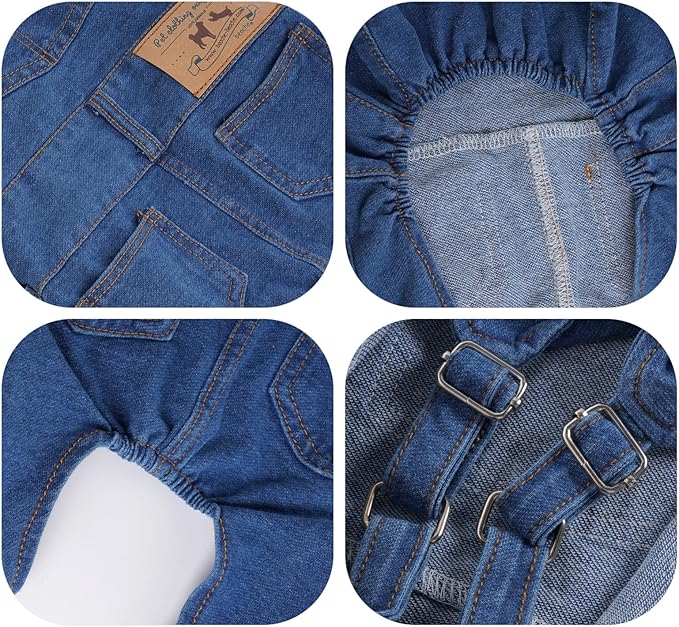 Rbenxia 1 Piece of Dog Denim Shirts Puppy Jean Jacket Sling Jumpsuit Costumes Pet Jean Overalls Dog Pants Outfits for Small Puppy Cat Pets (Blue, Small)