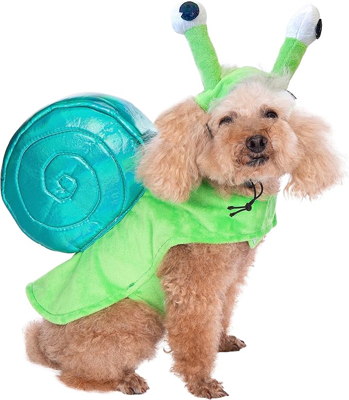 Mogoko Funny Dog Cat Snail Costumes, Pet Halloween Christmas Cosplay Dress, Adorable Green Snail Pet Costume (S Size)