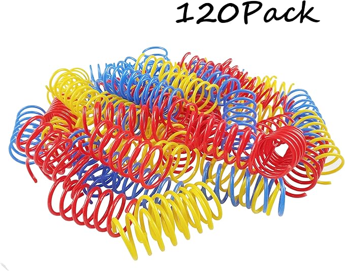 Tamu style Cat Spring Toys (120 Pack), Plastic Coils for Swatting, Biting, Hunting, and Active Healthy Play, Colorful 2 Inch Spirals