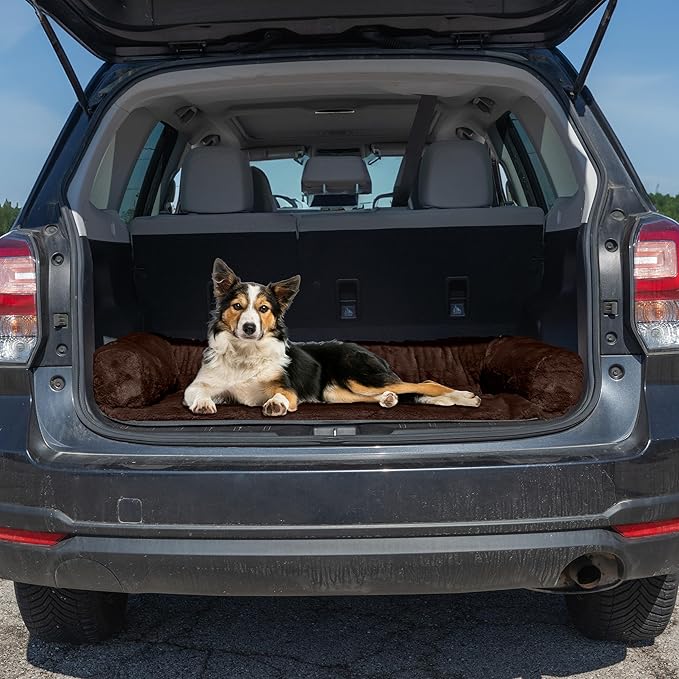 PETMAKER Couch Cover for Dogs Washable - 45x45in Plush Dog Couch Cover Protector for Large Pets - Washable Pet Furniture Protector with Foam Bolster and Non-Slip Bottom - Puppy Essentials (Brown)