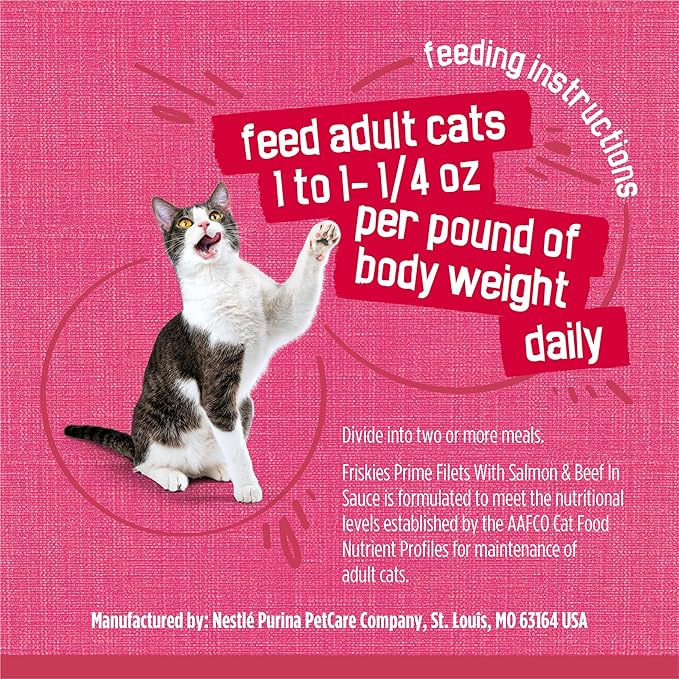 Purina Friskies Prime Filets With Salmon and Beef in Sauce High Protein Wet Cat Food - (Pack of 24) 5.5 oz. Cans
