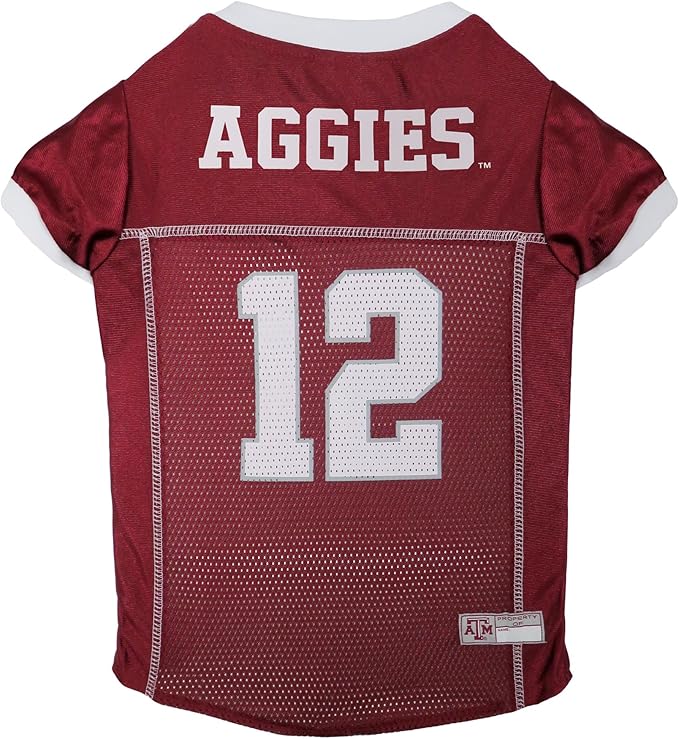 Pets First NCAA College Texas A&M Aggies Mesh Jersey for DOGS & CATS, X-Small.Licensed Dog Jersey with your Favorite Football/Basketball College Team