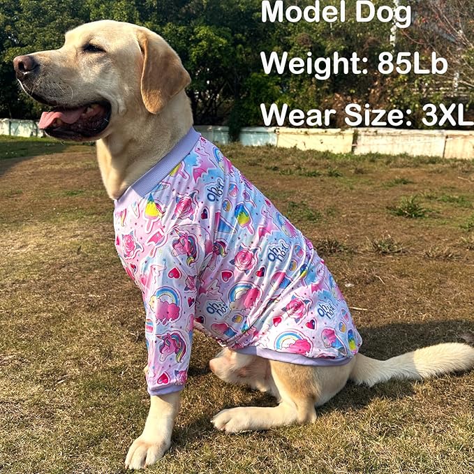 Dog Cute Blue Unicorn T Shirts Doughnut Pattern Printed Pet Shirt Softable Pajamas for Large Dog (XL,Unicorn)