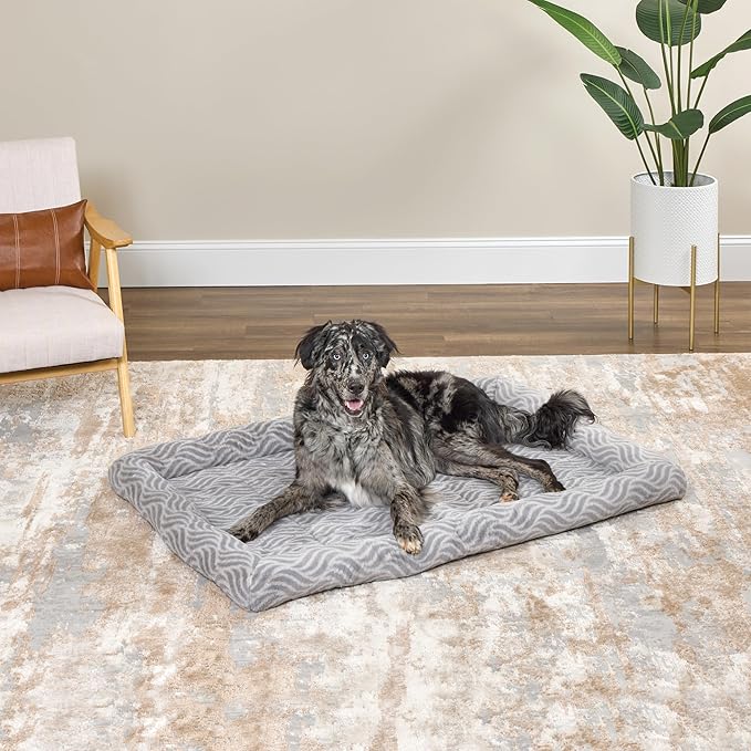 MidWest Homes for Pets QuiteTime Deluxe Wave Bolster Bed for Giant Dogs; Easily Machine Wash and Dry; Gray; 54"; 40254-WVGY