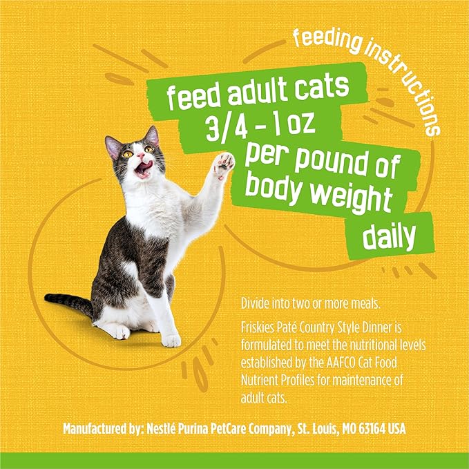 Friskies Purina Wet Cat Food Pate, Country Style Dinner - 5.5 oz. Cans (Pack of 48)