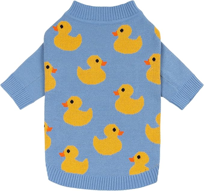 Fitwarm Funny Duck Dog Sweater, Thermal Dog Winter Clothes for Small Dogs Boy Girl, Pet Outfit, Blue, Yellow, Small