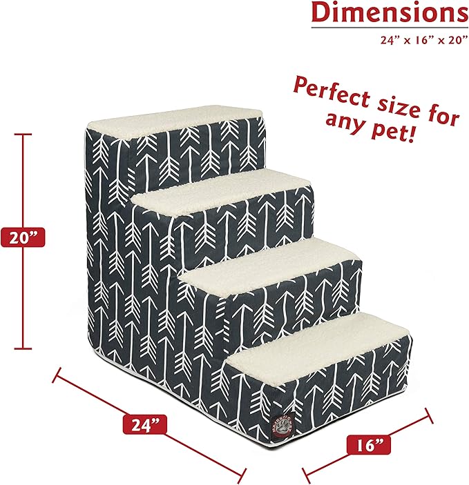 Majestic Pet Portable Pet Stairs | Soft Sherpa Steps Foam Feeling | Steps for Dogs & Cats | Dog & Cat Ramp | Perfect for Bed & Sofa | Indoor Only | Max Weight: up to 250 Lbs, 4 Step, Arrow Navy Blue