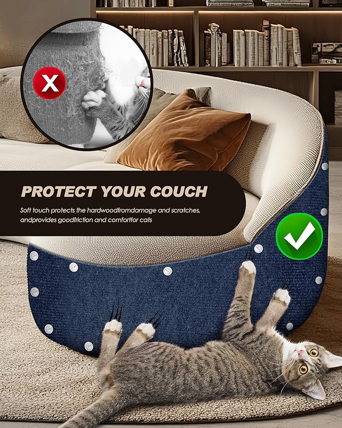 VIVOYAN 78.7"x15.8" Cat Scratch Mat,Trimmable Self-Adhesive Carpet,DIY Climb Cat Scratcher for Cat Couch Furniture or Wall Protector,Covering Cat Tower,and Replacement Pads (Dark Blue)