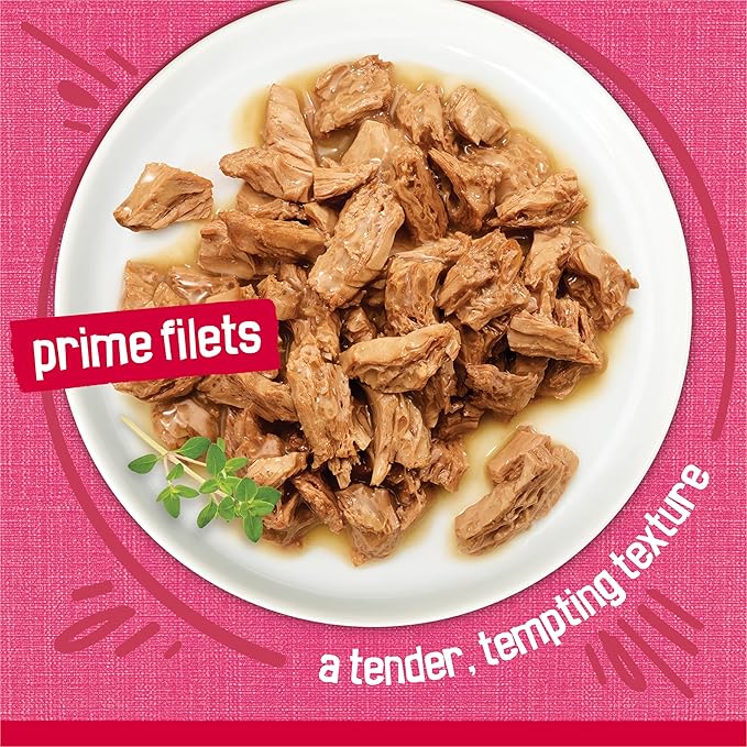 Friskies Purina Prime Filets with Salmon and Beef in Sauce High Protein Wet Cat Food - 5.5 oz. Cans (Pack of 48)