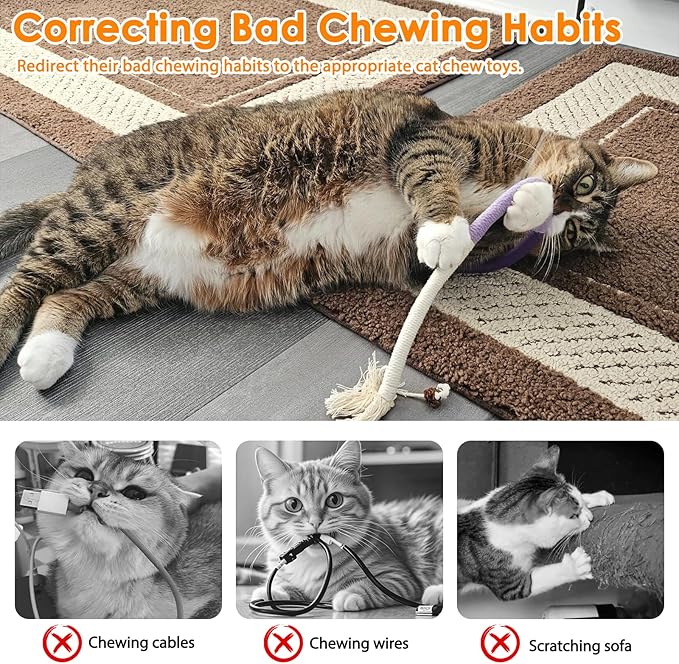 Tocirelo Cat Chew Rope Toy - 6Pack Cotton Cat Chew Toy for Teeth Cleaning, Interactive Kitten Teething Toys to Redirect Chewing from Cord, Cat Nip String Dental Toys for Bored Indoor Cats, 19.7inch