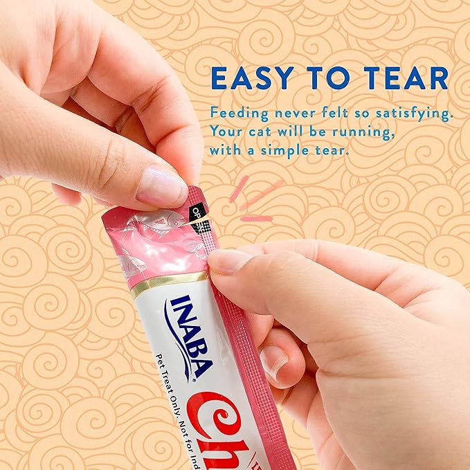 INABA Churu Cat Treats, Grain-Free, Lickable, Squeezable Creamy Purée Cat Treat/Topper with Vitamin E & Taurine, 0.5 Ounces Each Tube, 48 Tubes (4 per Pack), Tuna with Salmon Recipe