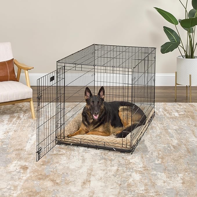 MidWest Homes for Pets QuiteTime Deluxe Wave Bolster Bed for Extra Large Dogs; Easily Machine Wash and Dry; Tan; 48"; 40248-WVTN