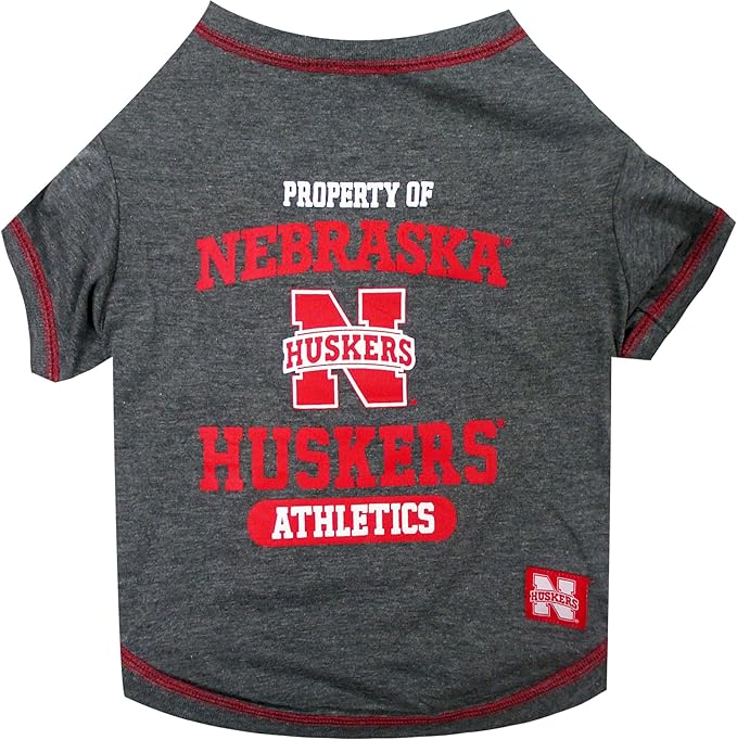 Pets First Collegiate NEBRASKA CORNHUSKERS Dog T-Shirt, Large. - Licensed Shirt for Pets Team Colored with Team Logos.- Premium Stretchable Materials for the Comfrot of your Dog & Cat.