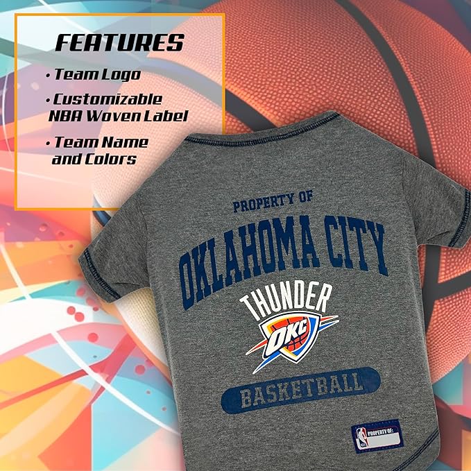 Pets First NBA Licensed Hoodies & T-shirt for Dogs & Cats, Oklahoma City Thunder, Medium