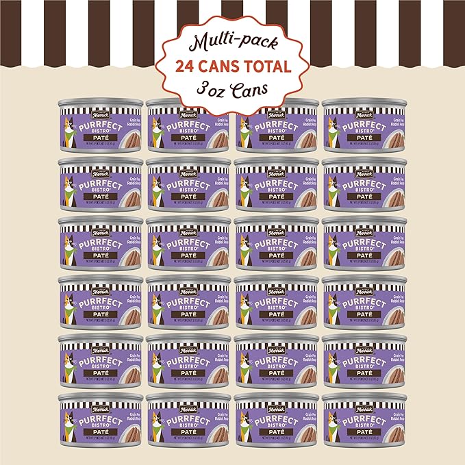 Merrick Purrfect Bistro Grain Free Wet Cat Food Rabbit Recipe Pate - (Pack of 24) 3 oz. Cans