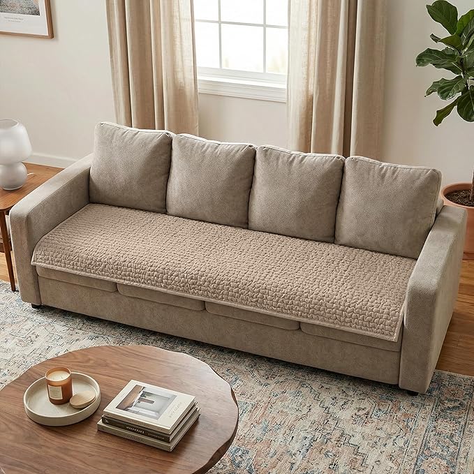 PAULATO BY GA.I.CO. Waterproof Blanket – 24x86” Changing Absorbent Pad for Incontinence – Machine Washable Stain-Resistant Protector for Couch Sofa or Bed – Reusable Waterproof Cover - Macadamia