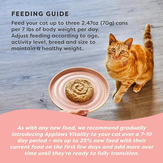 Applaws Vitality Wet Cat Food in Broth, Natural Cat Food with Added Vitamins & Minerals, Grain-Free, Carrageenan Free, Fish Selection in Broth (12x2.47oz Cans)