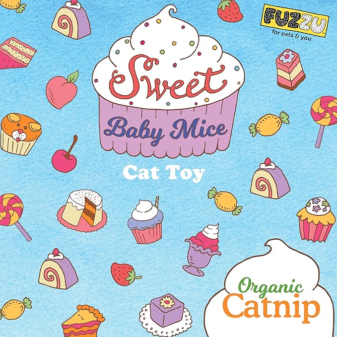FUZZU Sweet Baby Mice Cat Toy | Cat Toy Catnip | Interactive Cat Toy | Stimulating Cat Toy | Organic Catnip | Pink